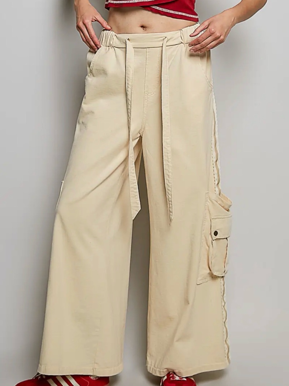 NEW : “The Darling”Wide Leg Cargo Pants in Cream